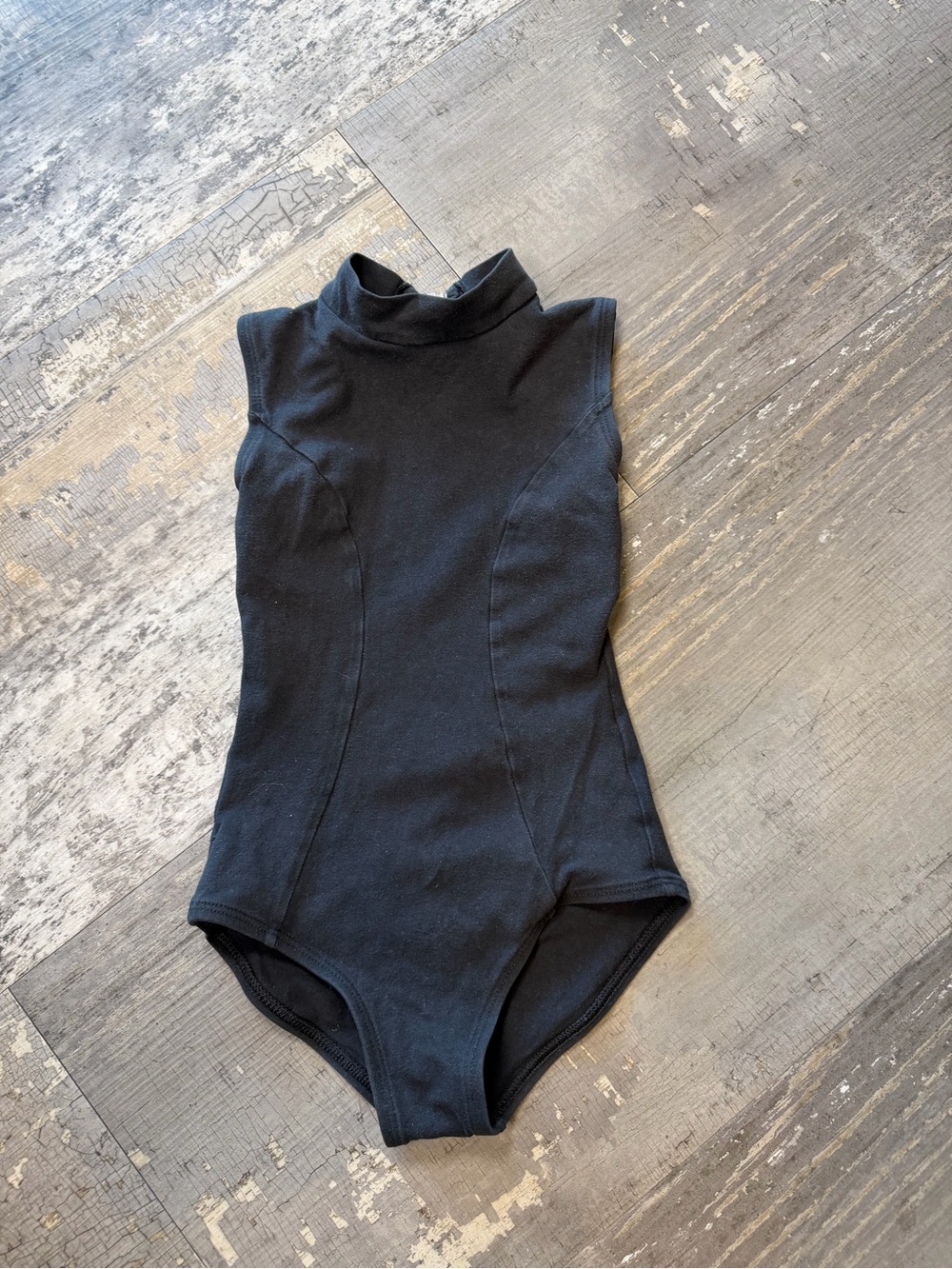 Kids Black Sleeveless High Neck Leotard